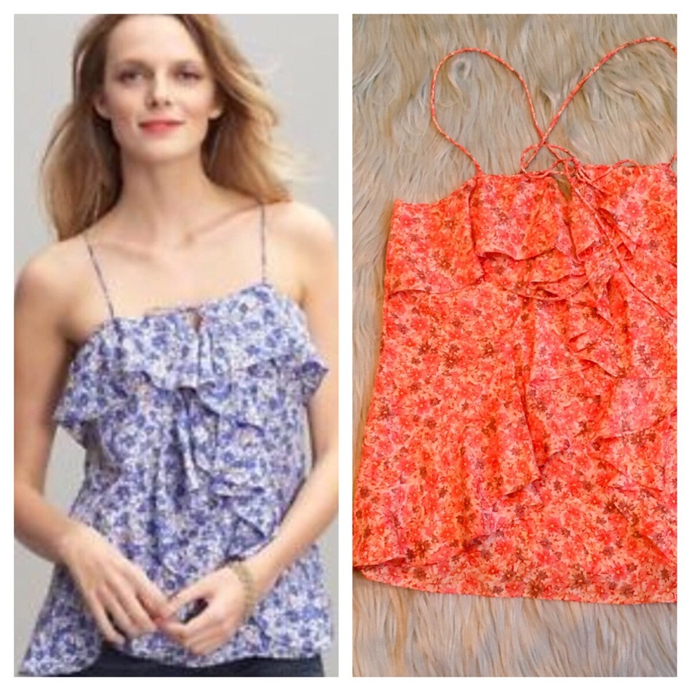 Banana Republic Floral Silk Ruffle Strappy Cami XS - Picture 1 of 7